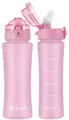 Produktbild von OLDLEY® Kinderflasche mit Strohhalm, 450 ml, Rosa, Auslaufsicher