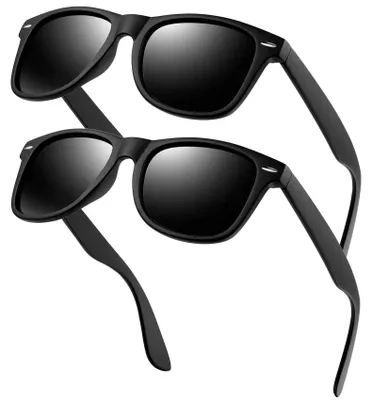 Produktbild von KANASTAL 2er Set Klassische Sonnenbrille Damen Herren Schwarz Grau