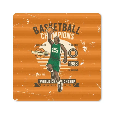 Produktbild von MuchoWow® Mauspad Mousepad Mancave - Basketball - Männer - Vintage 20x20 cm - Mousepads - Maus Mat - Pad - Mausunterlage - Desk Mat - Bureauartikeln