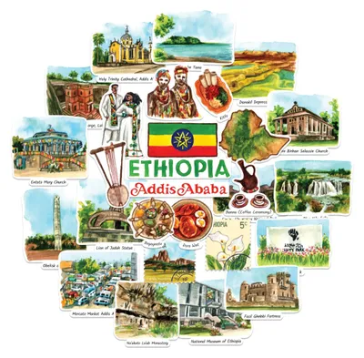 Ethiopien-Aufkleber, 28 Stück, wasserdicht, matt, Reise