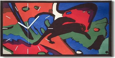 Produktbild von Leinwand Wanduhr Wandkunst Uhr Geräuschlos Kunstdruck 60x30 Der Blaue Reiter - weiße Hände