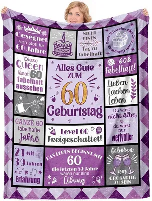 Obrázek produktu pro Dárek pro ženu k 60. narozeninám, dárek pro muže k 60. narozeninám, dárek pro ženy k 60. narozeninám, dárek pro šedesátileté ženy, dárek k 60. narozeninám pro ženy, dárek k 60. narozeninám ve formátu 157 x 132 cm