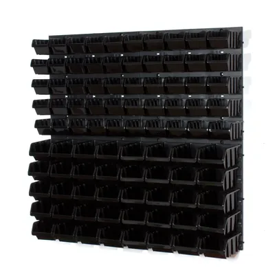 Image de 90 bacs gerbables avec étagère murale 80 x 80 cm | étagère murale de stockage