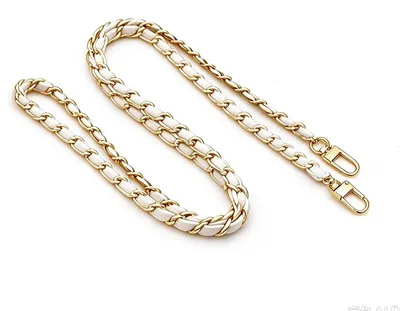 Taschenkette 140 cm, Weiß und Gold, aus Metall