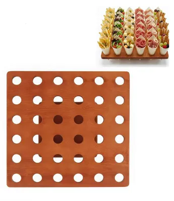 Produktbild von Eistütenhalter, Holz Eiswaffel Ständer 36 Löcher, quadratisch, Display für Buffet & Party