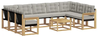 Produktbild von vidaXL Outdoor-Sofagarnitur mit Kissen 10 pcs Weiß und Hellgrau