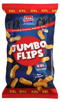 Produktbild von XOX Party Jumbo Flips XXL köstlicher Mais-Erdnuss-Snack Packung 450g