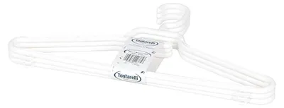 Image de Tontarelli Lot de 3 Cintres Maxi avec Crochet et Porte-Ceinture Blanc