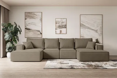Produktbild von ALTDECOR Ecksofa mit Schlaffunktion und Bettkasten - Corner Sofa Eckcouch Couch U-Form universal, links/rechts angeordnet Schlafcouch Ausziehbar Wohnlandschaft SIERRA-U-S - 349x161x87 cm Braun