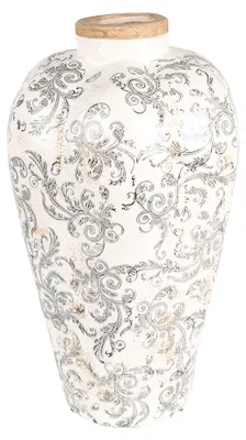 Produktbild von Clayre & Eef Vase Ø 24x40 cm Beige Grau Keramik Blumen