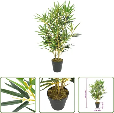 Obrázek produktu pro The Living Store Bambusový strom umělý 368 listů 80 cm zelený