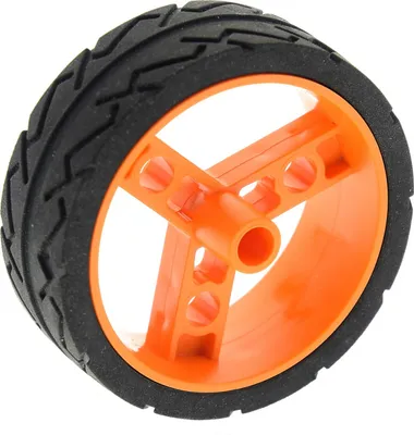 Produktbild von 1x Lego Technic Rad Reifen schwarz 41mm Felge orange Motorrad 32247c01
