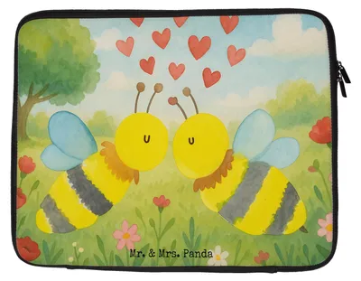 Produktbild von Mr. & Mrs. Panda Laptophülle Biene Liebe Design 33 x 42 cm - Weiß - Geschenk, Laptoptasche, Schutzhülle Laptop, Hülle, Tasche, Case