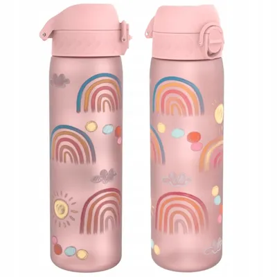 Produktbild von Ion8 Trinkflasche 500 ml Auslaufsicher Einhandöffnung Sichere Verriegelung Spülmaschinenfest BPA-frei Tragegriff Klappdeckel Leicht zu Reinigen Klimaneutral Regenbogen-Design