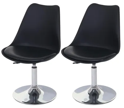 Immagine prodotto di Set di 2 sedie girevoli Oslo | A x L x P 80 x 48 x 54 cm | Altezza seduta 42 cm | Pelle finta | Nero | Sedia Sedia da cucina