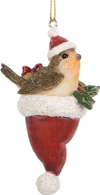 Produktbild von Clayre & Eef Weihnachtsanhänger Vogel 9 cm Braun Kunststoff