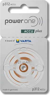 Produktbild von Varta Power One 312 ACCU plus Braun p312 Akku für Hörgeräte NiMH 2er Blister p312