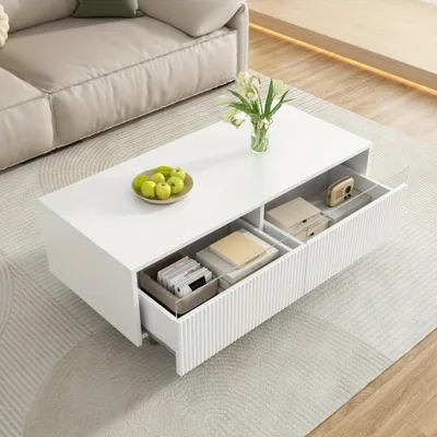 Productafbeelding van Salontafel - Koffietafel - Bijzettafel - Woonkamertafel - Opbergtafel - Modern met Golvend Ladeblad