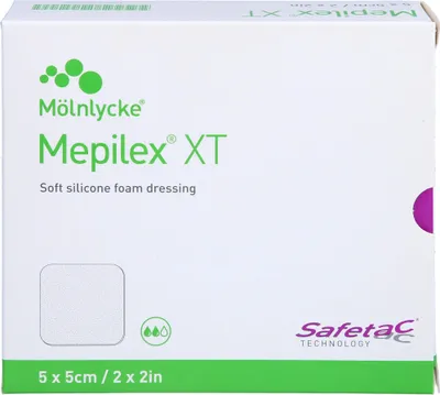 Produktbild von Mepilex XT Schaumverband 5 x 5 cm in allen Wundheilungsphasen anwendbar, 5 St. Verband
