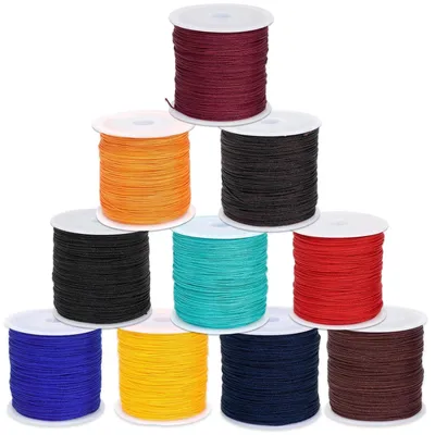 Image de Omgoods - Fil de nylon, 0,8 mm - 10 couleurs - Fil tressé - Perles pour macramé - Bijoux faits à la main - Idéal pour les travaux manuels - Cordon