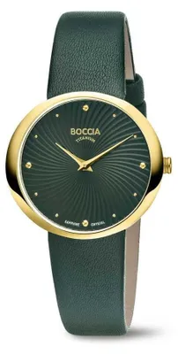Productafbeelding van Boccia 3364-04 dameshorloge, titanium, donkergroen/goudkleurig