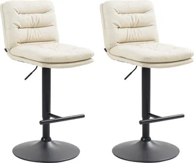 Produktbild von CLP 2er Set Barhocker Damar Kunstleder höhenverstellbar und drehbar creme Gestell Farbe schwarz