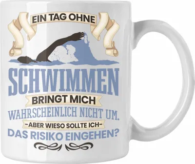 Produktbild von Trendation - Schwimmen Tasse Geschenk für Schwimmer Schwimmlehrer Lustiger Spruch Geschenkidee (Weiß)