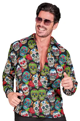 Immagine prodotto di Camicia di Halloween "Dia de los muertos" | Multicolore - Costume da uomo taglia: L/XL