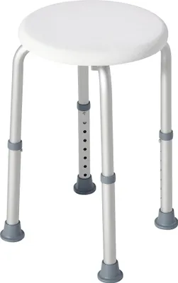 Obrázek produktu pro Sprchová stolička, nastavitelná výška 34 cm až 53 cm, protiskluzový povrch, nosnost 136 kg, lehký plast, nutná montáž
