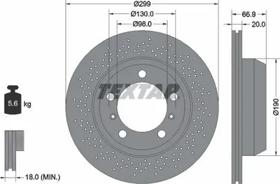 Obrázek produktu pro 2x brzdový kotouč TEXTAR 92165303 pro PORSCHE BOXSTER (987) CAYMAN (987) 66 9mm