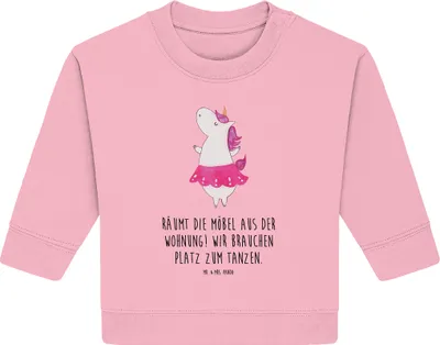 Produktbild von Mr. & Mrs. Panda Organic Baby Pullover Einhorn Ballerina 6. - 12. Monat - Baumwolle Pink - Geschenk, Bullover, Wohnung, Unicorn, Einhörner, Party, Geburtstag