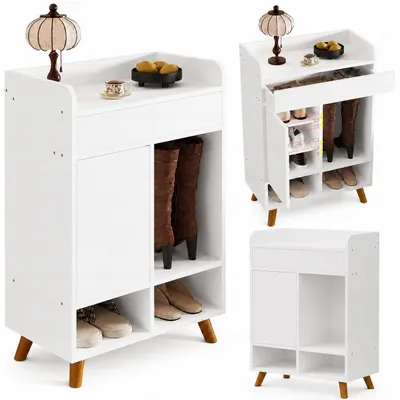 Immagine prodotto di Comò moderno bianco con ampio spazio per le scarpe e cassetto da 60 cm