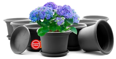Obrázek produktu pro Sada 8 odolných květináčů s podstavci, průměr 30 cm, barva antracit