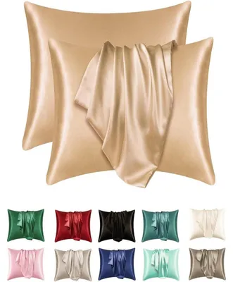 Productafbeelding van Kussensloop set van 2, satijn, champagnekleur, 80x80 cm
