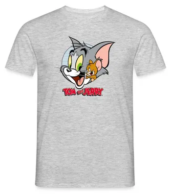 Produktbild von Spreadshirt Tom Und Jerry Verschmust Männer T-Shirt, M, Grau meliert