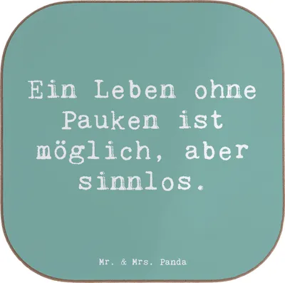 Produktbild von Mr. & Mrs. Panda Tassenuntersetzer Spruch Pauken Leben - Meeresbrise - Geschenk, Schlagzeug, Instrument, Untersetzer Tasse, Orchester, Coaster, Musik, Tischuntersetzer