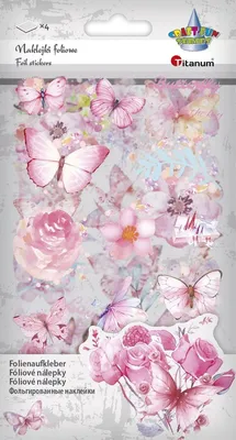 Produktbild von Folienaufkleber Blumen und Schmetterlinge rosa Tonalität Titanum