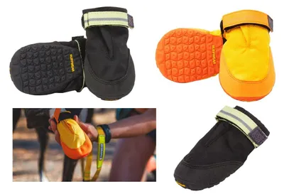Ruffwear Summit Trex Hundeschuhe in den Farben Sunrise Yellow und Obsidian Black