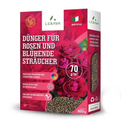 Produktbild von LERAVA® Rosendünger und Dünger für Blühende Sträucher - 800g - Förderung von Kräftigem Wachstum - Qualität 100% Italy