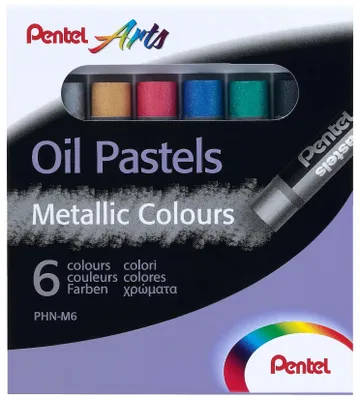 Imagen del producto de PENTEL PHN-M6: Pastel de óleo, juego de 6 unidades, colores metálicos, en estuche de cartón