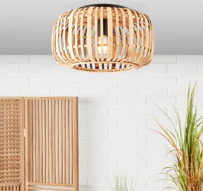 Produktbild von BRILLIANT Deckenleuchte WOODROW aus Bambus mit schwarzem Metall im Boho-Style 97167/20