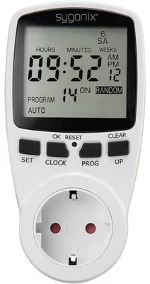 Zdjęcie produktu dla Sygonix 1625525 Cyfrowy timer gniazdkowy, program tygodniowy 3680 W Funkcja timera, funkcja START/STOP, funkcja losowa (1625525)