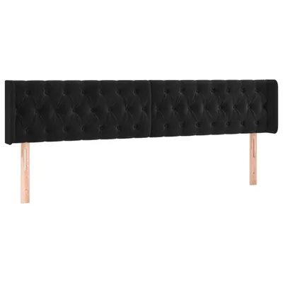 Image de Tête de lit avec oreilles Noir 203x16x78/88 cm Velours
