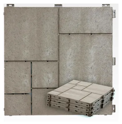 Produktbild von Terrassenfliesen mit Klicksystem aus Recycling-Material 30 x 30 cm, 6 Stück – Wetterfester Balkonboden – Klickfliesen für die Terrasse mit Drainagesystem – Balkonfliesen in Steinoptik – 6 Stück = 0,55 m²