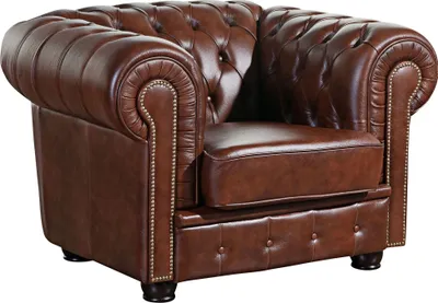 Produktbild von Sessel Kath Bezug Wischleder Buche nussbaum dunkel / braun 22455