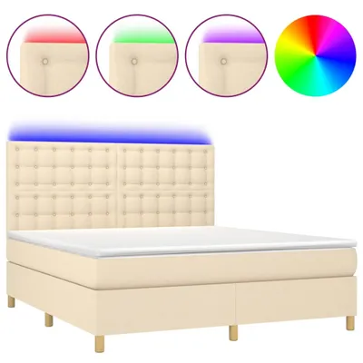 Produktbild von vidaXL Boxspringbett mit Matratze & LED Creme 180x200 cm Stoff