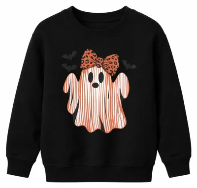 Produktbild von Halloween Geist Süßer Leopardenschleife Geisterstunde Kinder Sweatshirt Pullover, Schwarz, 104