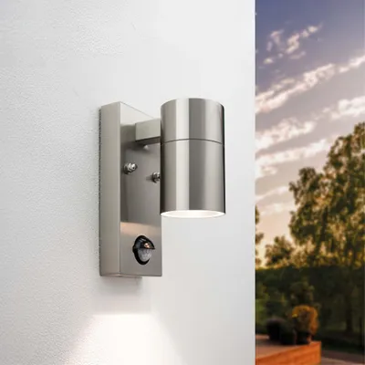 Produktbild von Ledvion LED Wandlampe Mit Sensor GU10 Fassung IP44 Grau Edelstahl