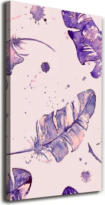 Imagen del producto de Tulup Lienzo® - 70x140 cm - Obra de arte para pared - Impresiones sobre lienzo - Impresión en lienzo - Decoración de pared para salón de gran tamaño - Decoración para el hogar, impresiones artísticas - Otros - Lila - Plumas