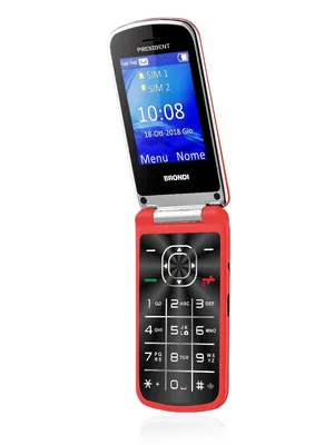 Zdjęcie produktu dla Brondi President, Clamshell, Dual SIM, 7,62 cm (3"), 1,3 MP, 800 mAh, Czerwony